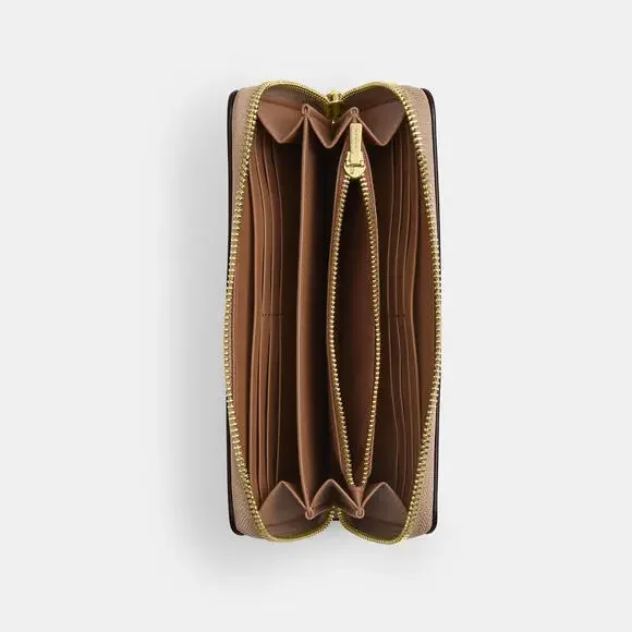 COACH NWT Long Zip Around Wallet In Signature Canvas With Lips Print
